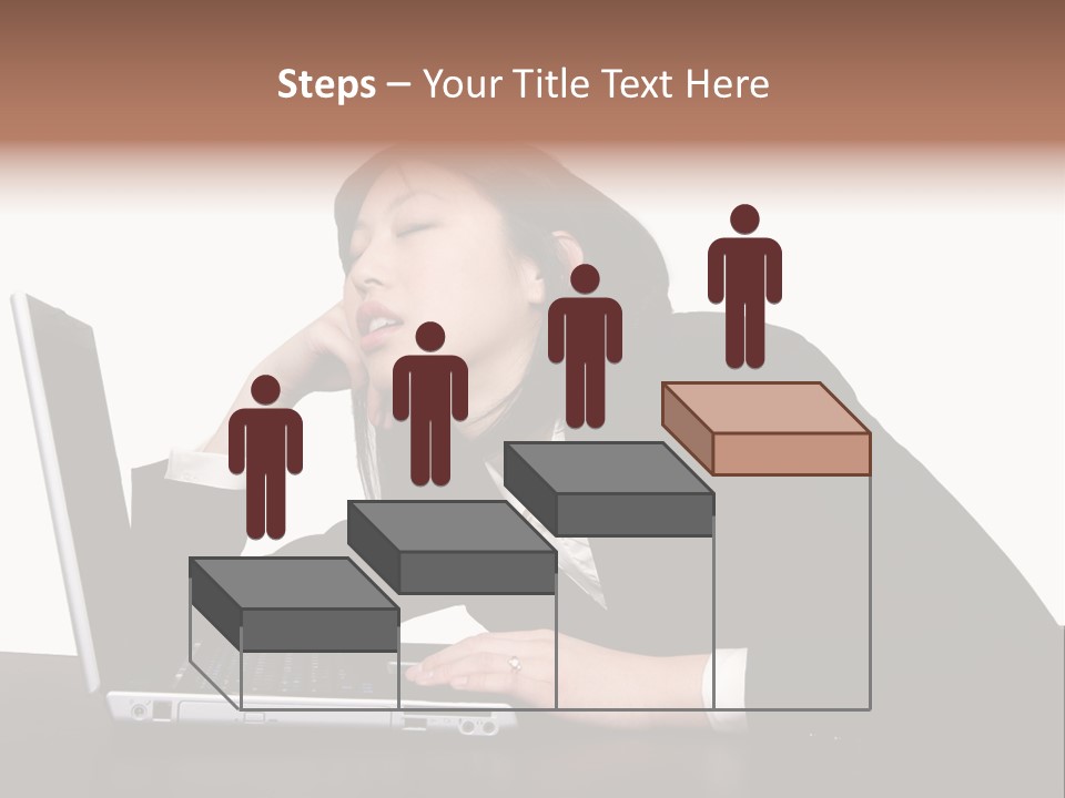 Young Businesswoman Asleep At Her Computer PowerPoint Template