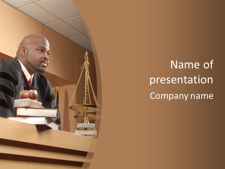 Judge Listening Closely In The Courtroom PowerPoint Template