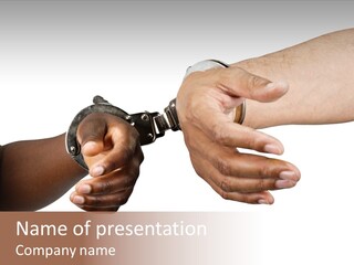 Handcuffed Hispanic Man Hands And African Woman Isolated On White Background PowerPoint Template