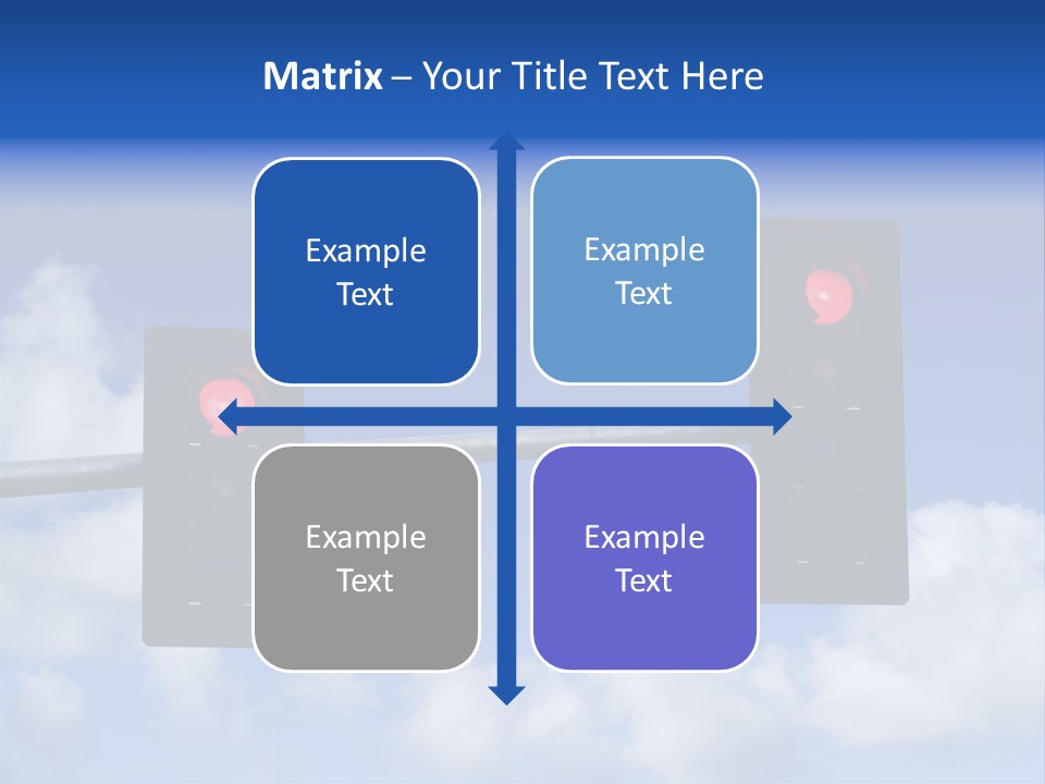 A Close Up On A Red Traffic Light With Blue Sky And Clouds In The Background. PowerPoint Template