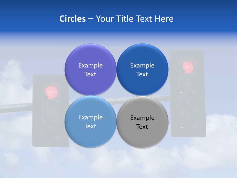A Close Up On A Red Traffic Light With Blue Sky And Clouds In The Background. PowerPoint Template