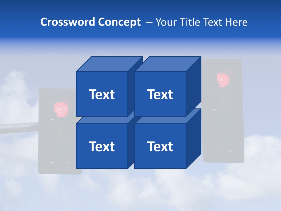 A Close Up On A Red Traffic Light With Blue Sky And Clouds In The Background. PowerPoint Template