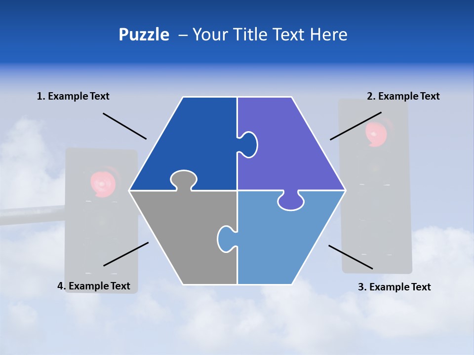 A Close Up On A Red Traffic Light With Blue Sky And Clouds In The Background. PowerPoint Template