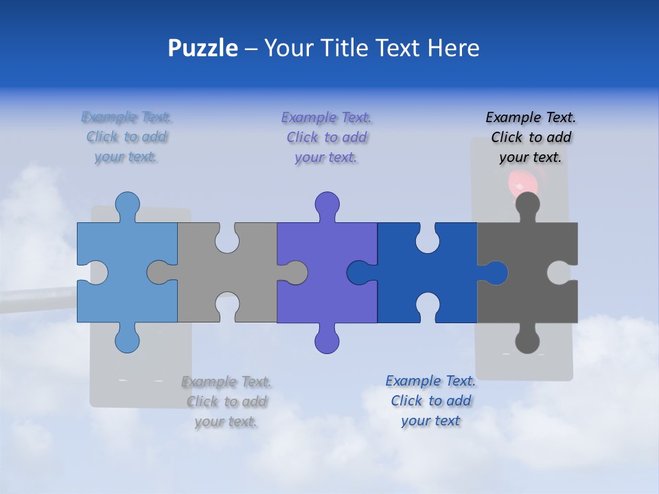 A Close Up On A Red Traffic Light With Blue Sky And Clouds In The Background. PowerPoint Template