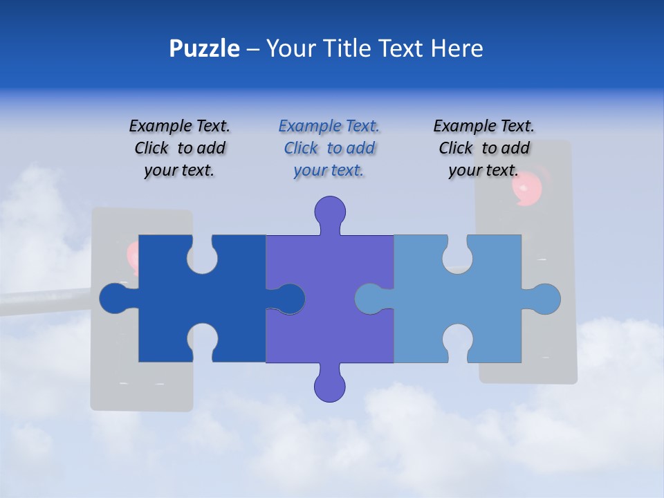 A Close Up On A Red Traffic Light With Blue Sky And Clouds In The Background. PowerPoint Template