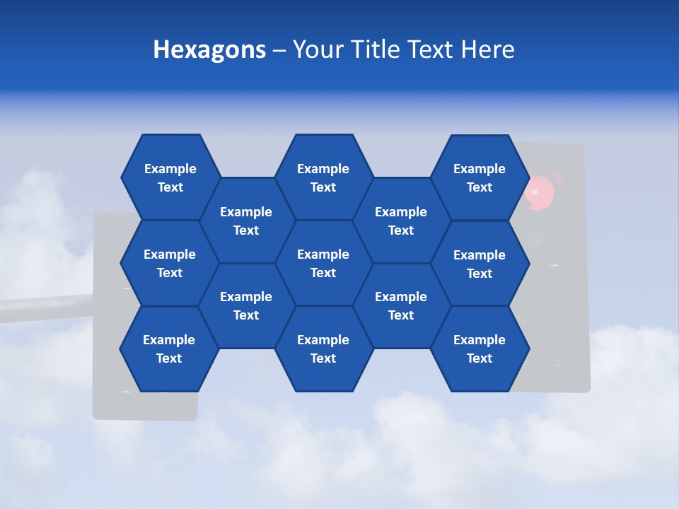 A Close Up On A Red Traffic Light With Blue Sky And Clouds In The Background. PowerPoint Template