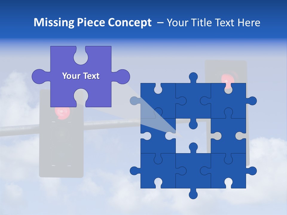 A Close Up On A Red Traffic Light With Blue Sky And Clouds In The Background. PowerPoint Template