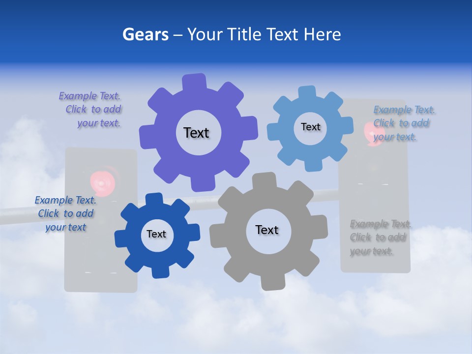 A Close Up On A Red Traffic Light With Blue Sky And Clouds In The Background. PowerPoint Template
