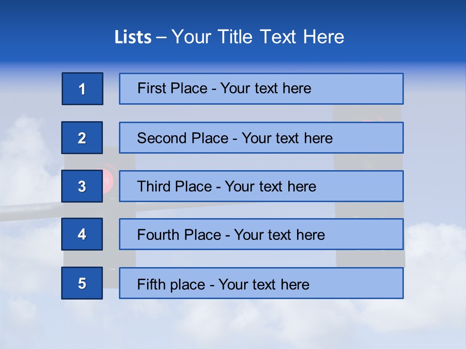 A Close Up On A Red Traffic Light With Blue Sky And Clouds In The Background. PowerPoint Template