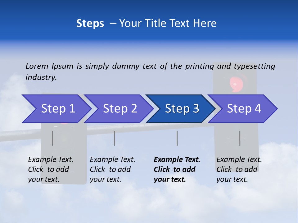 A Close Up On A Red Traffic Light With Blue Sky And Clouds In The Background. PowerPoint Template
