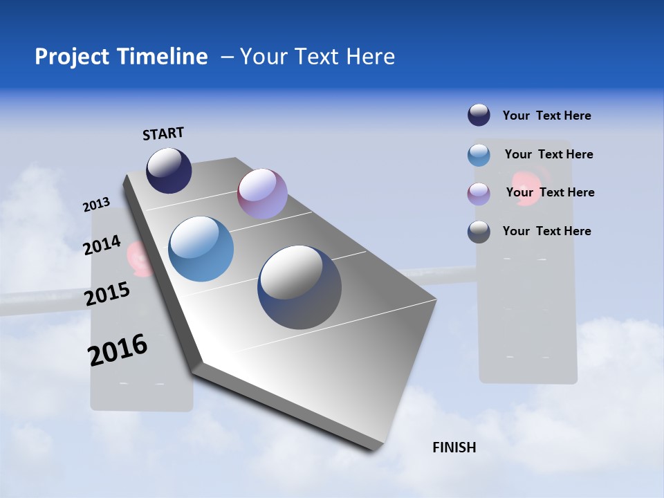 A Close Up On A Red Traffic Light With Blue Sky And Clouds In The Background. PowerPoint Template