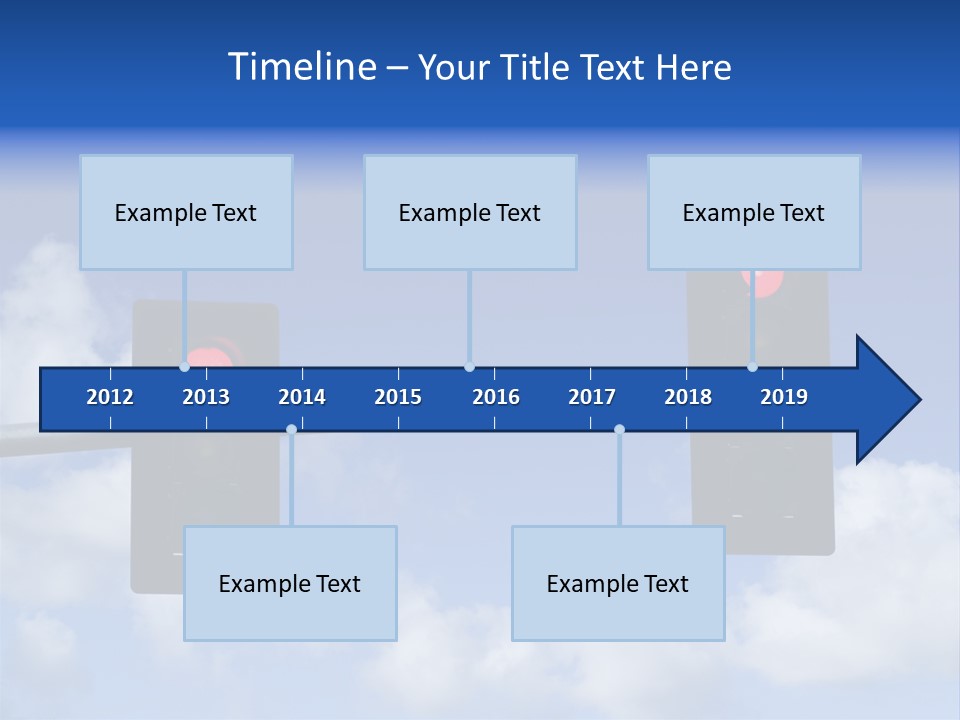 A Close Up On A Red Traffic Light With Blue Sky And Clouds In The Background. PowerPoint Template