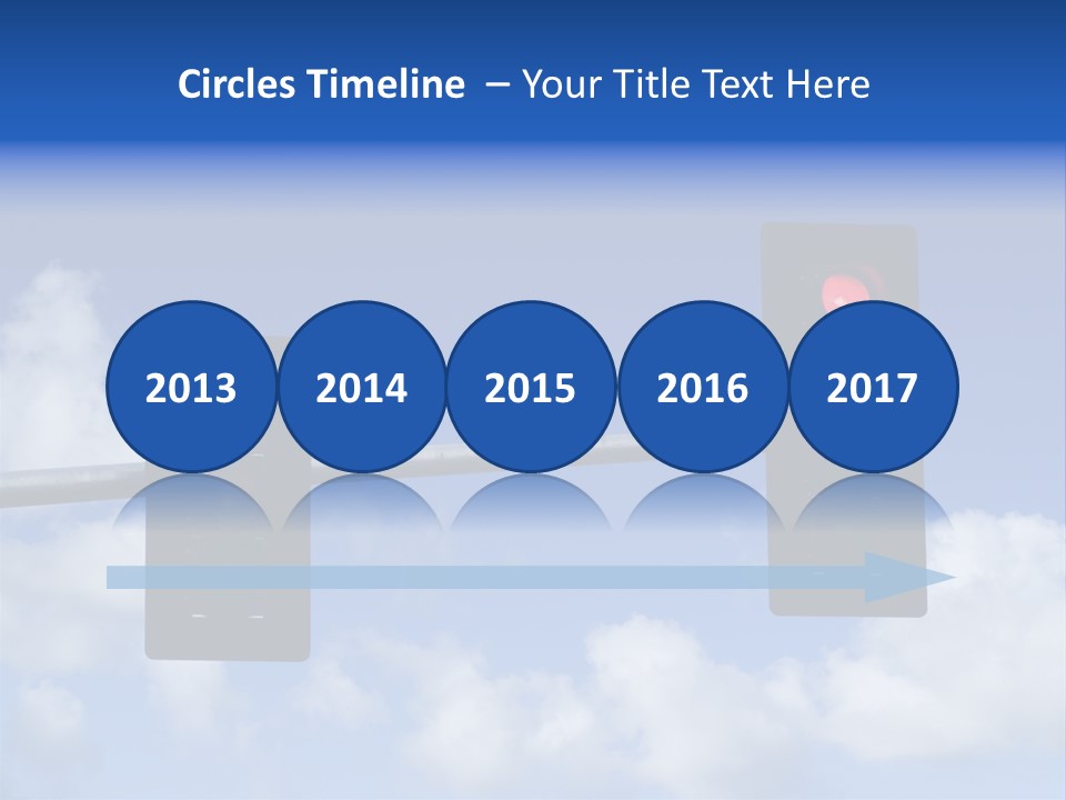 A Close Up On A Red Traffic Light With Blue Sky And Clouds In The Background. PowerPoint Template