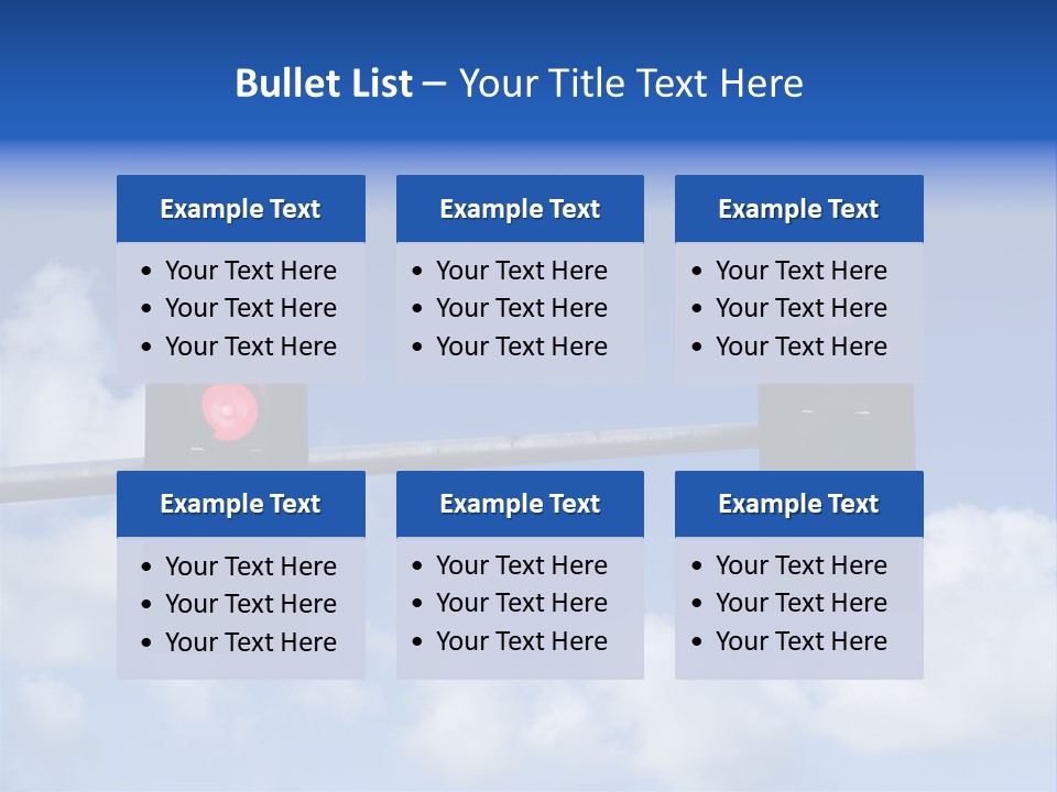 A Close Up On A Red Traffic Light With Blue Sky And Clouds In The Background. PowerPoint Template