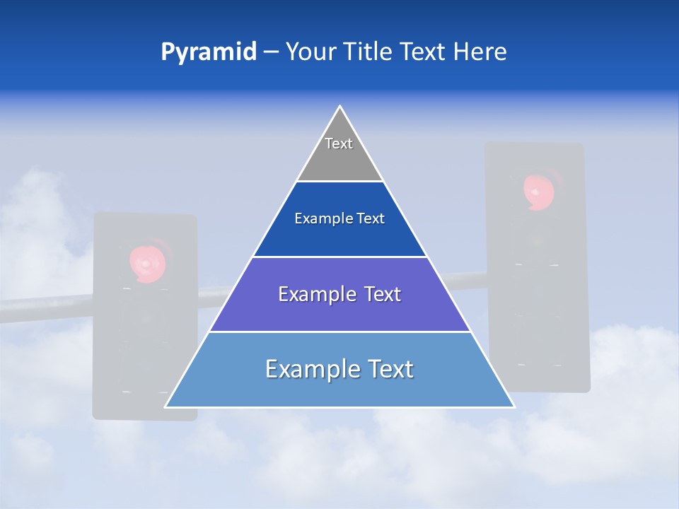 A Close Up On A Red Traffic Light With Blue Sky And Clouds In The Background. PowerPoint Template