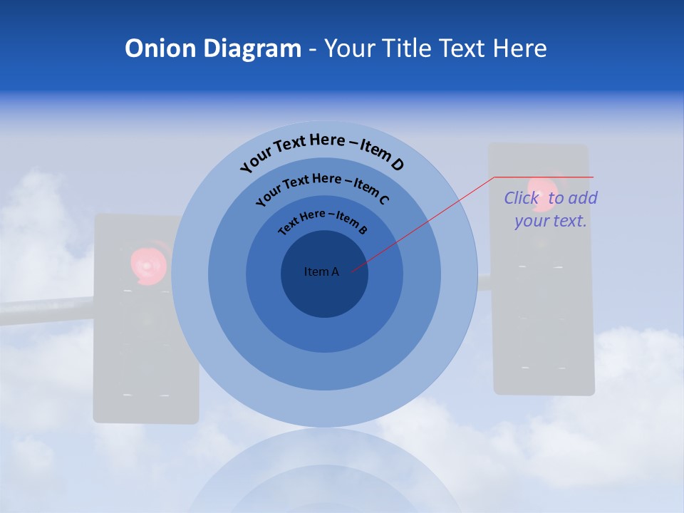 A Close Up On A Red Traffic Light With Blue Sky And Clouds In The Background. PowerPoint Template