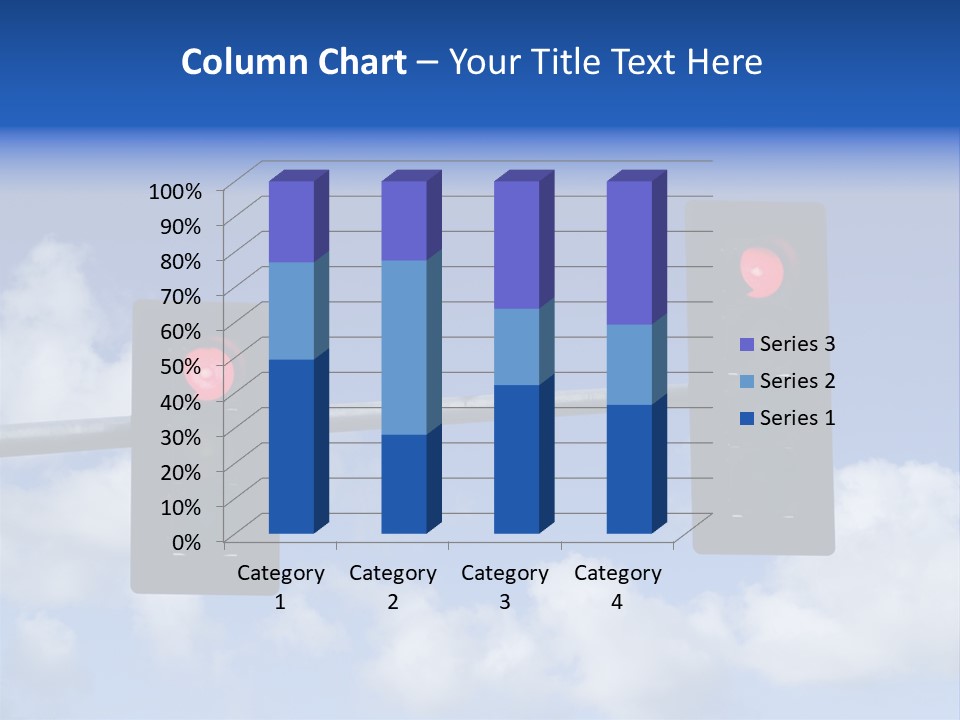 A Close Up On A Red Traffic Light With Blue Sky And Clouds In The Background. PowerPoint Template