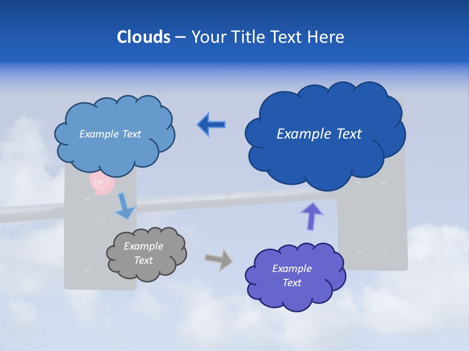 A Close Up On A Red Traffic Light With Blue Sky And Clouds In The Background. PowerPoint Template
