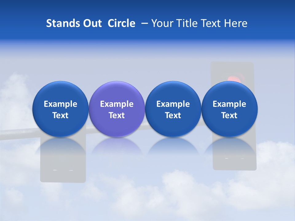 A Close Up On A Red Traffic Light With Blue Sky And Clouds In The Background. PowerPoint Template