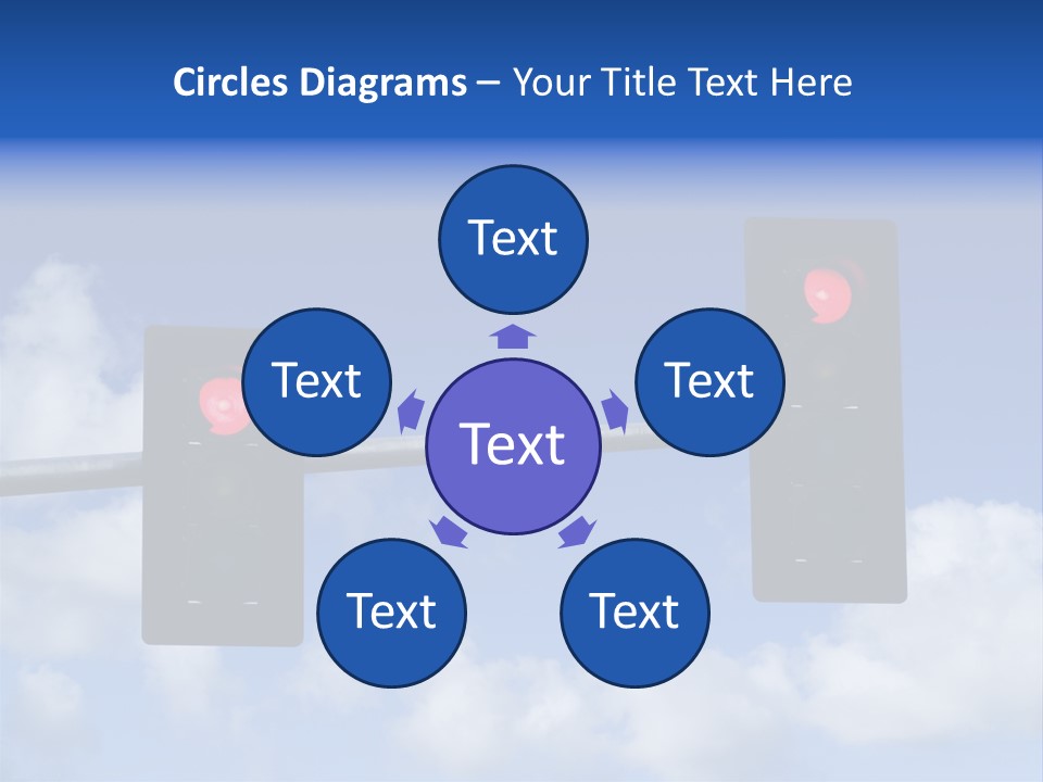 A Close Up On A Red Traffic Light With Blue Sky And Clouds In The Background. PowerPoint Template