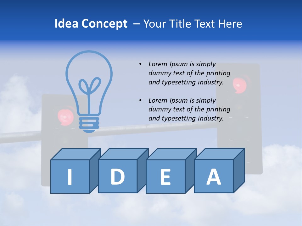A Close Up On A Red Traffic Light With Blue Sky And Clouds In The Background. PowerPoint Template