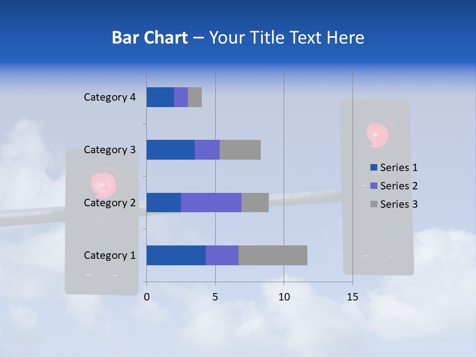A Close Up On A Red Traffic Light With Blue Sky And Clouds In The Background. PowerPoint Template