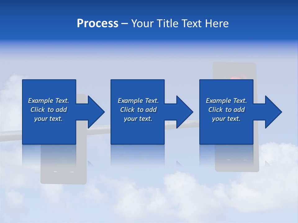A Close Up On A Red Traffic Light With Blue Sky And Clouds In The Background. PowerPoint Template