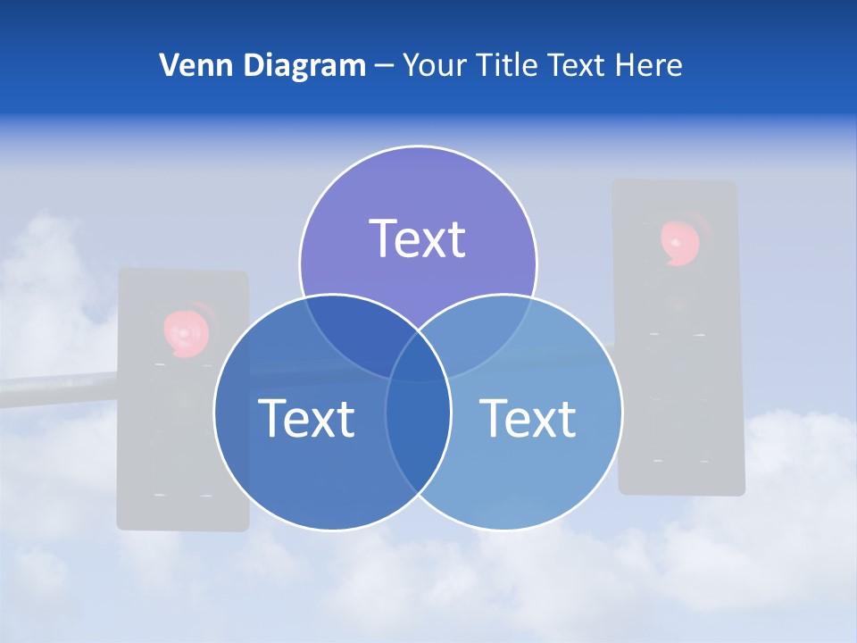 A Close Up On A Red Traffic Light With Blue Sky And Clouds In The Background. PowerPoint Template