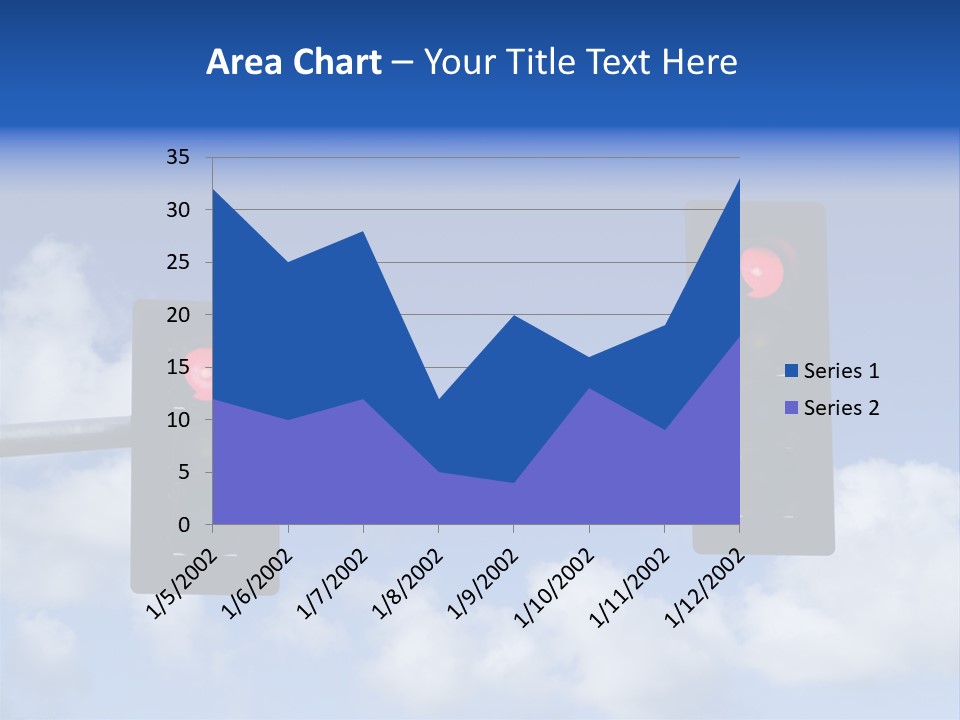 A Close Up On A Red Traffic Light With Blue Sky And Clouds In The Background. PowerPoint Template