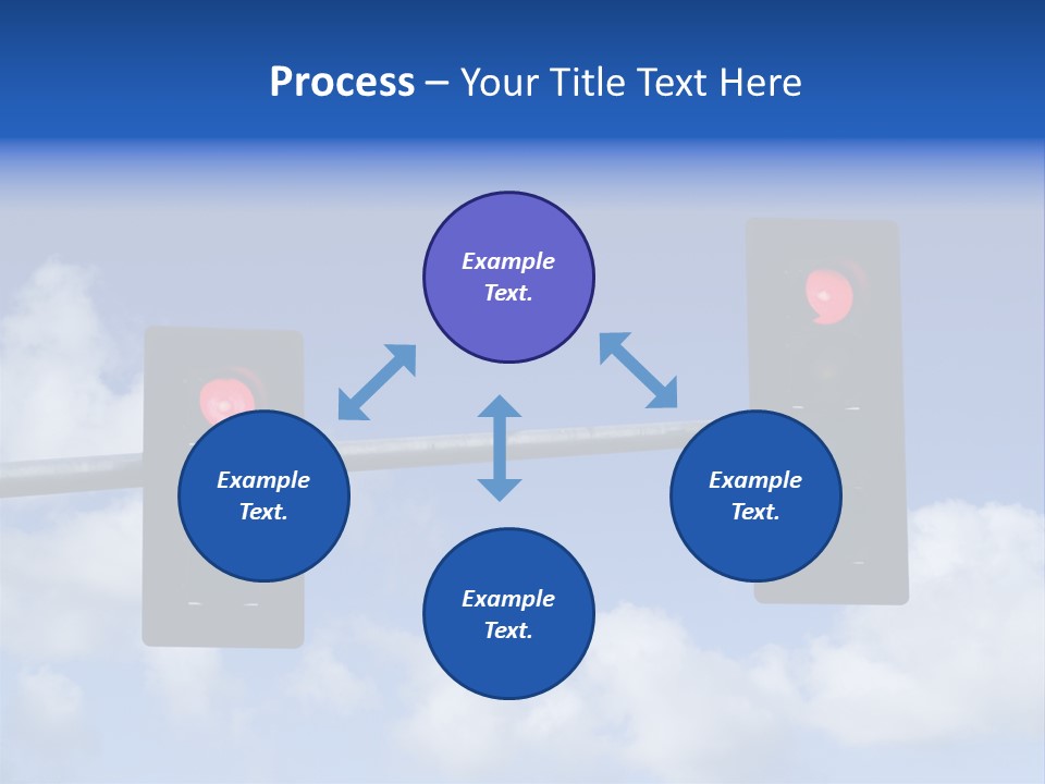 A Close Up On A Red Traffic Light With Blue Sky And Clouds In The Background. PowerPoint Template