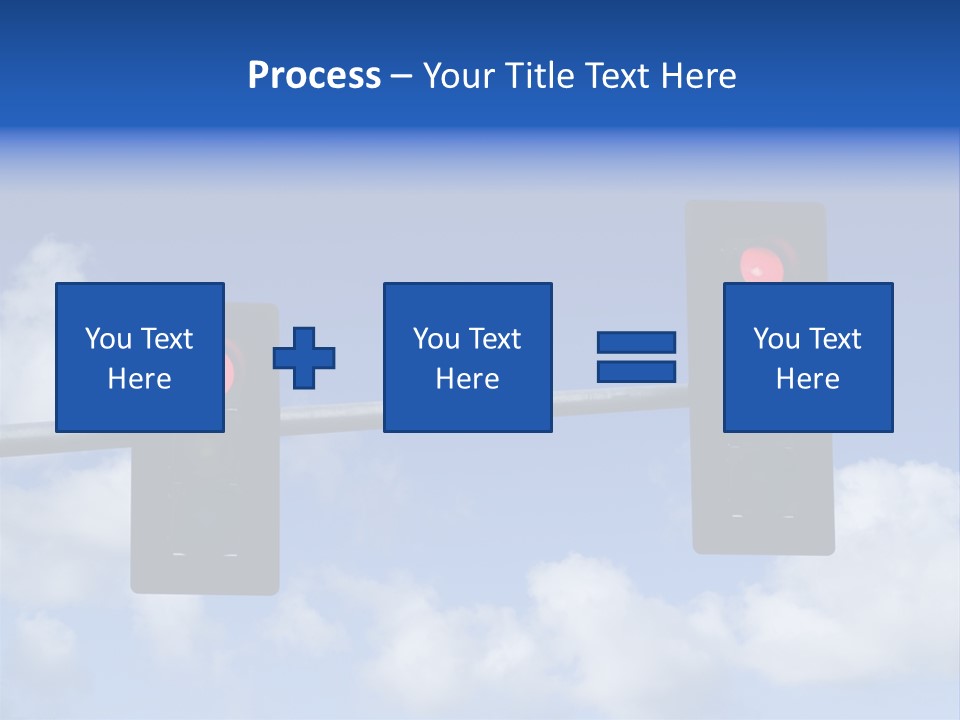 A Close Up On A Red Traffic Light With Blue Sky And Clouds In The Background. PowerPoint Template