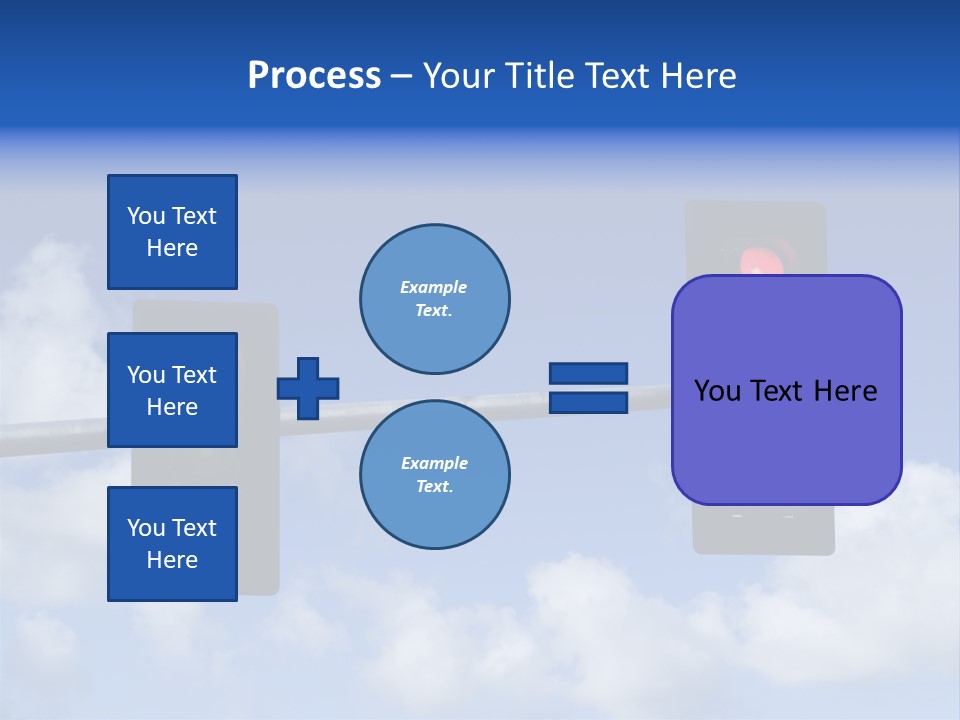 A Close Up On A Red Traffic Light With Blue Sky And Clouds In The Background. PowerPoint Template