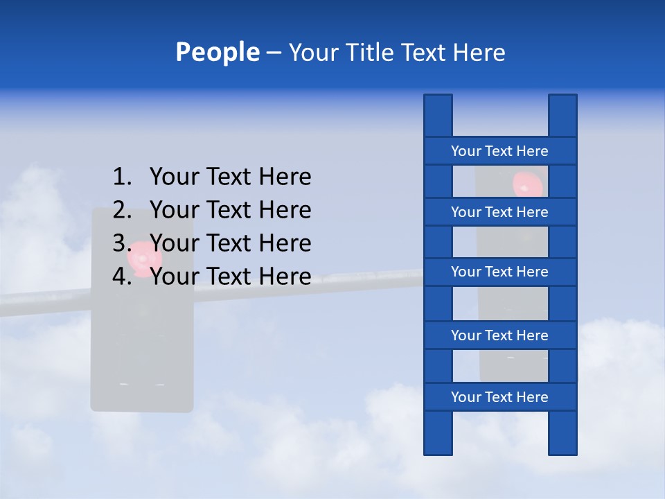 A Close Up On A Red Traffic Light With Blue Sky And Clouds In The Background. PowerPoint Template