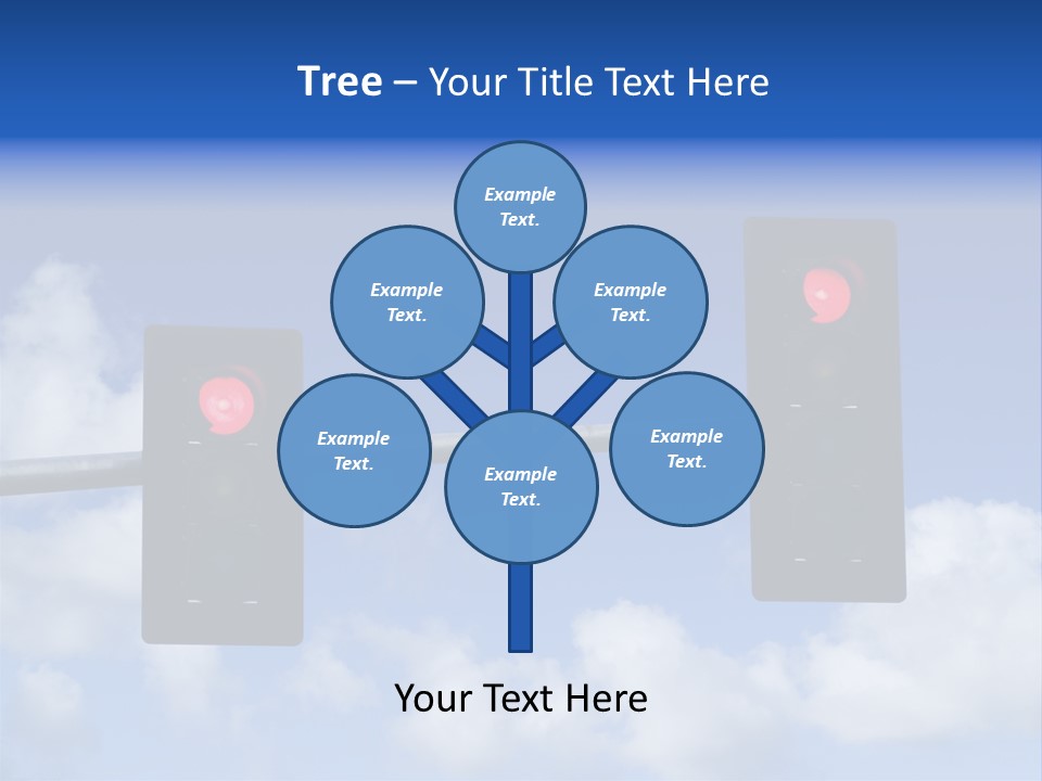 A Close Up On A Red Traffic Light With Blue Sky And Clouds In The Background. PowerPoint Template