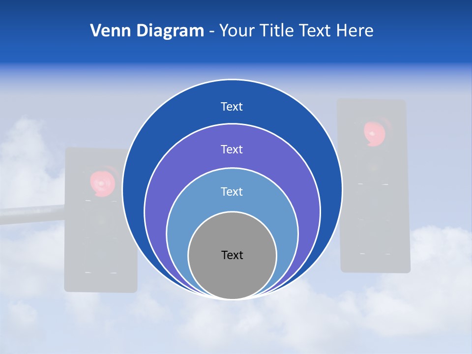 A Close Up On A Red Traffic Light With Blue Sky And Clouds In The Background. PowerPoint Template