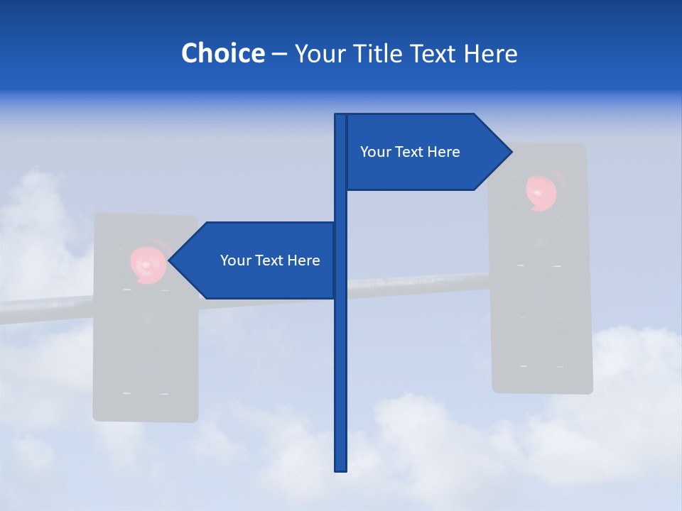 A Close Up On A Red Traffic Light With Blue Sky And Clouds In The Background. PowerPoint Template