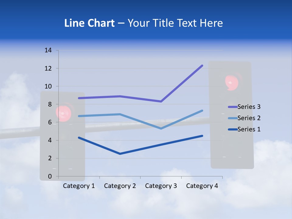 A Close Up On A Red Traffic Light With Blue Sky And Clouds In The Background. PowerPoint Template