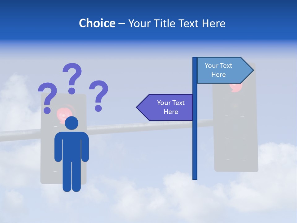 A Close Up On A Red Traffic Light With Blue Sky And Clouds In The Background. PowerPoint Template