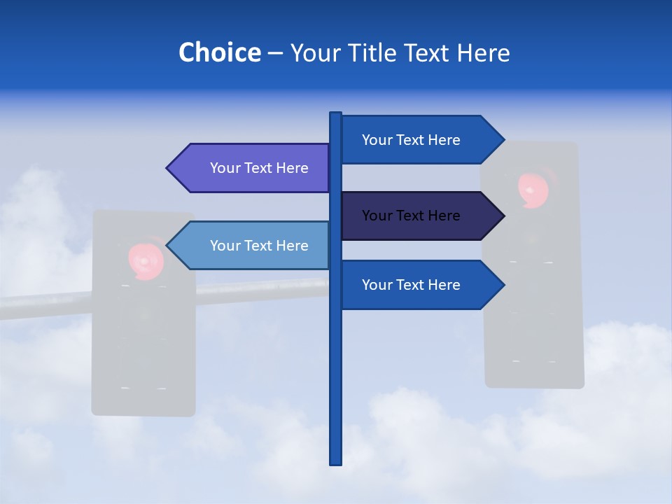 A Close Up On A Red Traffic Light With Blue Sky And Clouds In The Background. PowerPoint Template