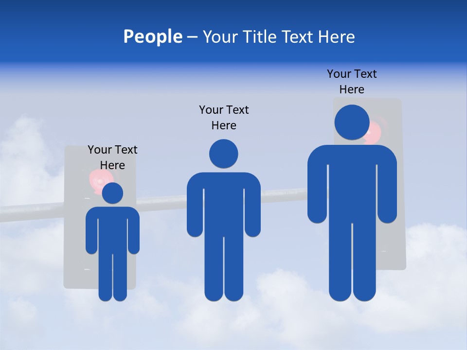 A Close Up On A Red Traffic Light With Blue Sky And Clouds In The Background. PowerPoint Template