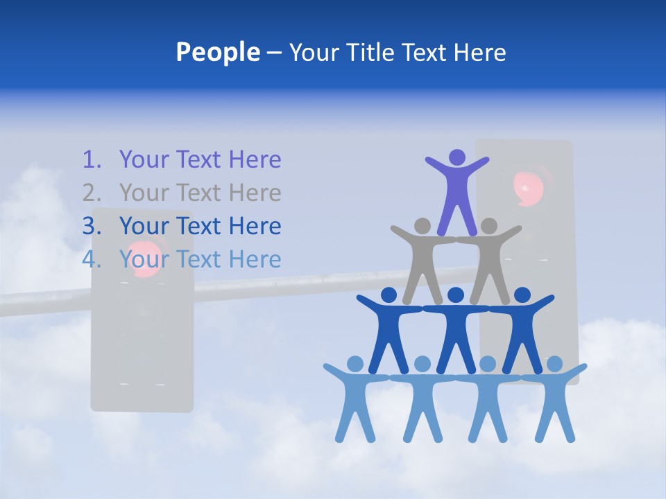 A Close Up On A Red Traffic Light With Blue Sky And Clouds In The Background. PowerPoint Template