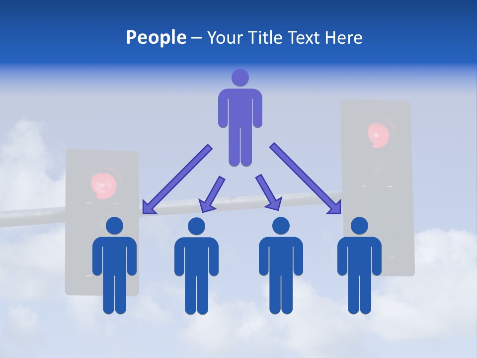 A Close Up On A Red Traffic Light With Blue Sky And Clouds In The Background. PowerPoint Template