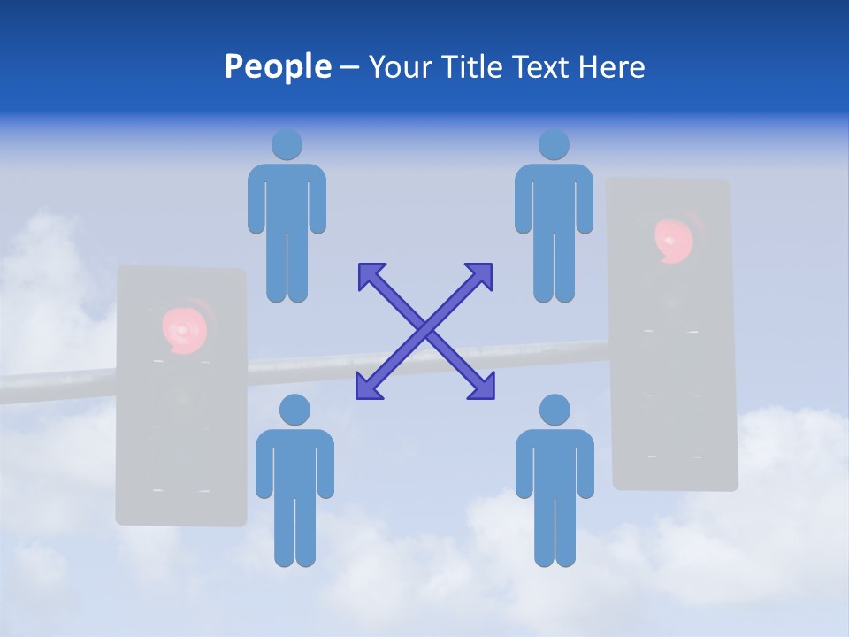 A Close Up On A Red Traffic Light With Blue Sky And Clouds In The Background. PowerPoint Template