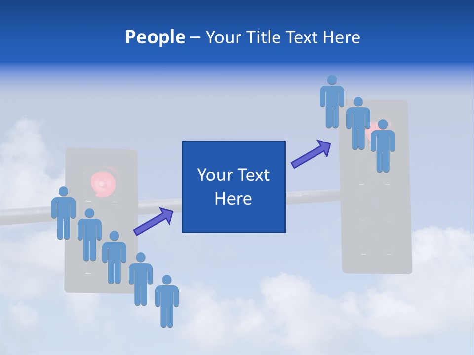 A Close Up On A Red Traffic Light With Blue Sky And Clouds In The Background. PowerPoint Template