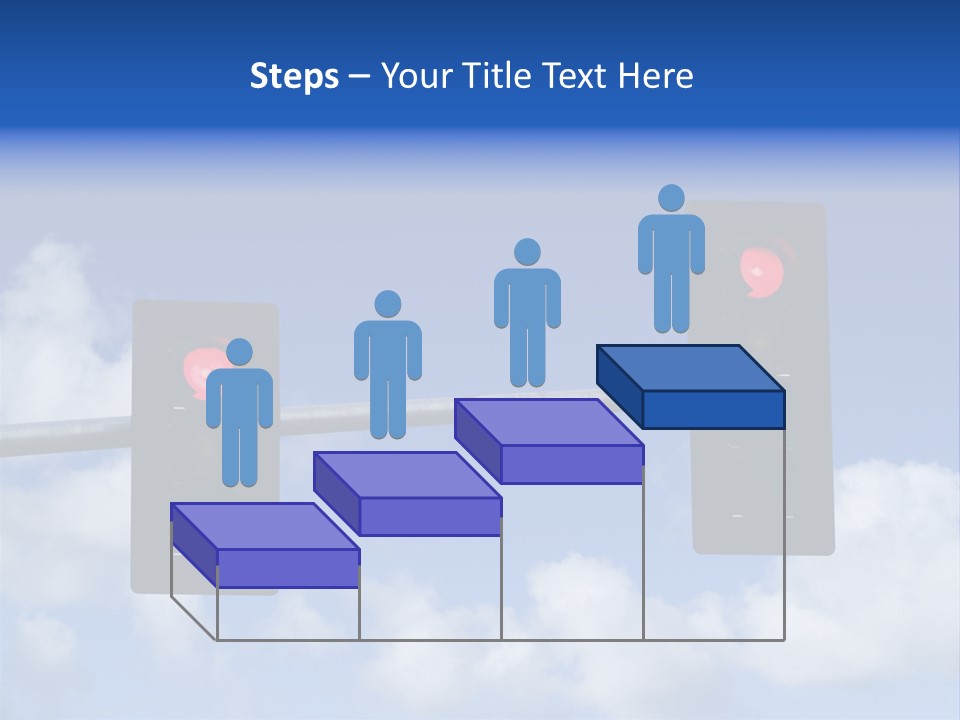A Close Up On A Red Traffic Light With Blue Sky And Clouds In The Background. PowerPoint Template