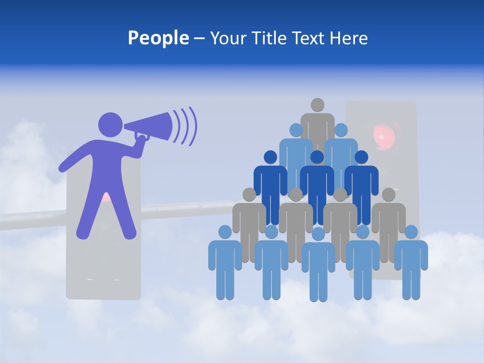 A Close Up On A Red Traffic Light With Blue Sky And Clouds In The Background. PowerPoint Template