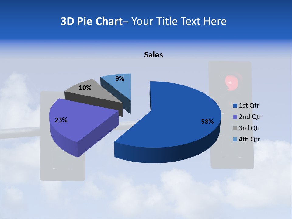 A Close Up On A Red Traffic Light With Blue Sky And Clouds In The Background. PowerPoint Template
