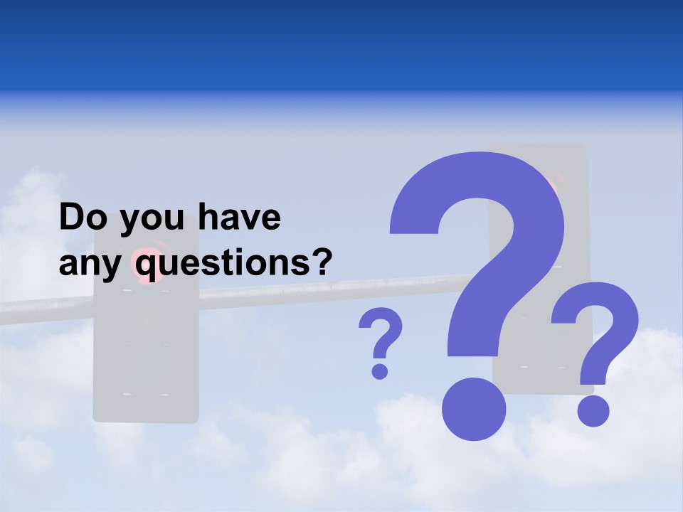 A Close Up On A Red Traffic Light With Blue Sky And Clouds In The Background. PowerPoint Template