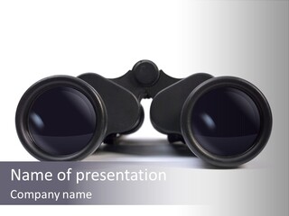 Black Binoculars On White Background. PowerPoint Template