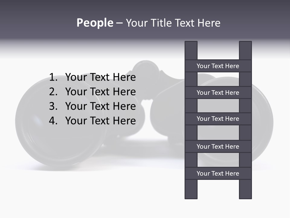 Black Binoculars On White Background. PowerPoint Template